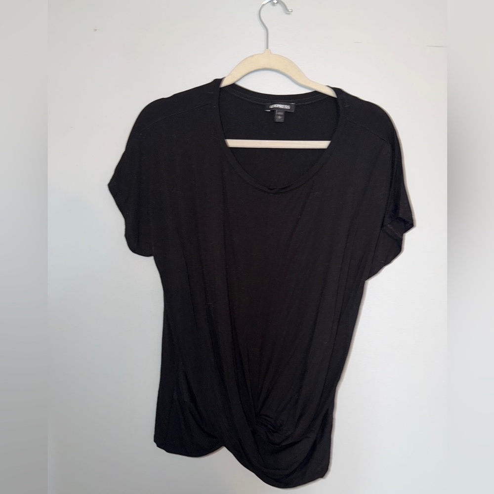 Express Women's Black Twist Front Tee